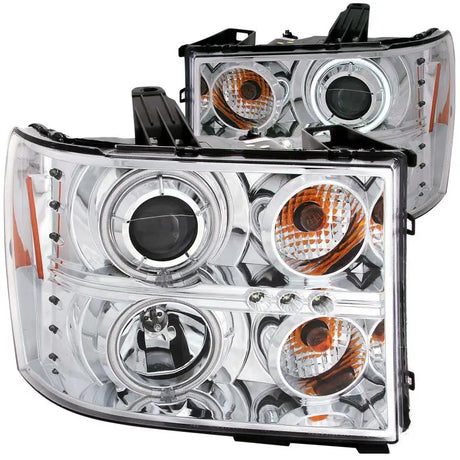 Chrome projector headlights with halo and amber reflectors for GMC Sierra 1500