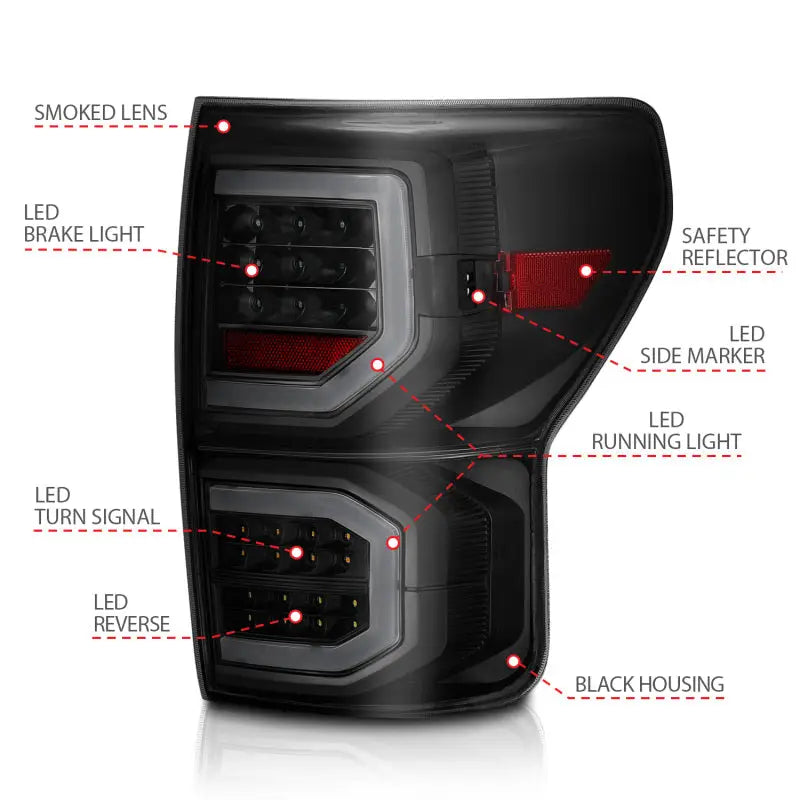 ANZO 311337 ANZO 2007-2013 Toyota Tundra LED Taillights Plank Style Black w/Smoke Lens