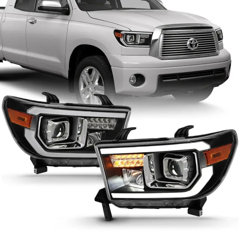 ANZO 111447 ANZO 2007-2014 Toyota Tundra Projector Light Bar H.L Black Amber(Led High Beam) (Halogen Version)