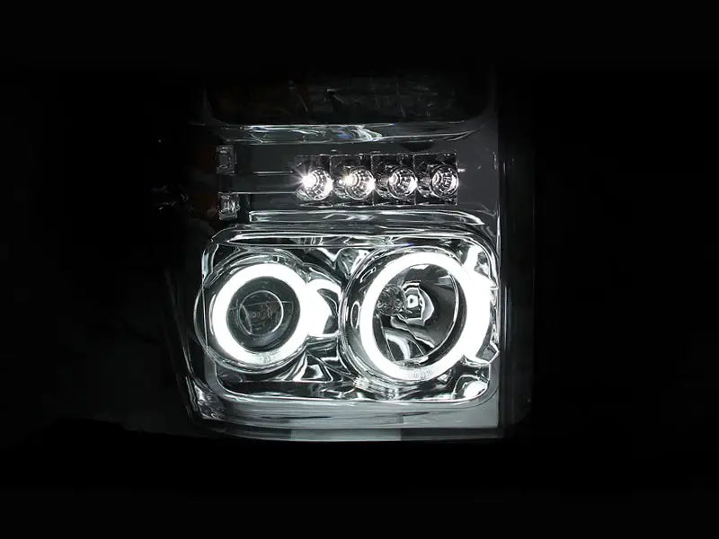 ANZO 2008-2010 Ford F-250 Projector Headlights w/ Halo Chrome (CCFL) - Truck & Automotive
