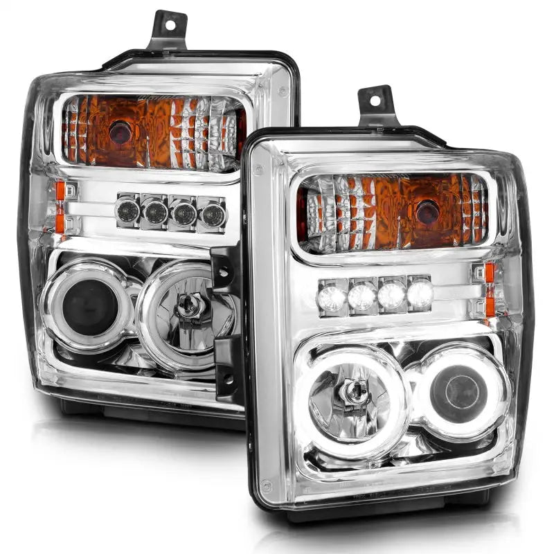 ANZO 2008-2010 Ford F-250 Projector Headlights w/ Halo Chrome (CCFL) - Truck & Automotive