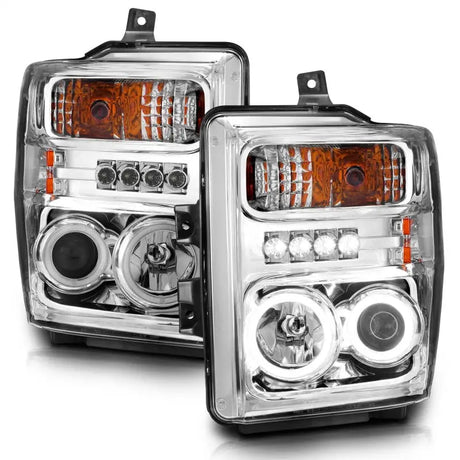 ANZO 2008-2010 Ford F-250 Projector Headlights w/ Halo Chrome (CCFL) - Truck & Automotive