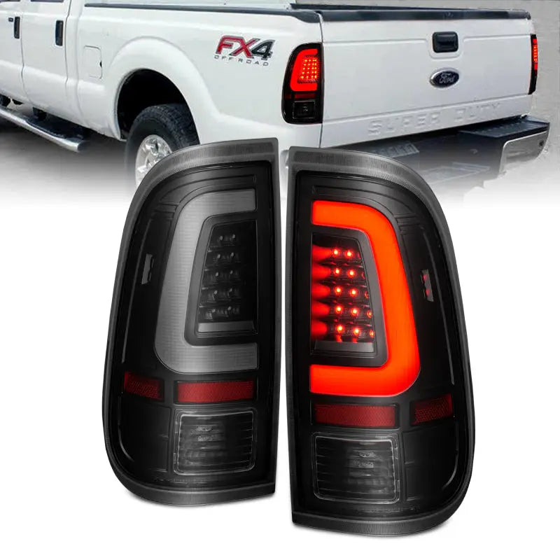 ANZO 311379 ANZO 2008-2016 Ford F-250 LED Tail w/ Lights Bar Black Housing Smoke Lens