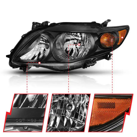 Black car headlight assembly for Toyota Corolla crystal headlight upgrade