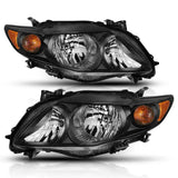 Black crystal headlights for Toyota Corolla 2009-2010 with amber accents