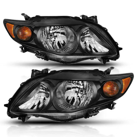 Black crystal headlights for Toyota Corolla 2009-2010 with amber accents