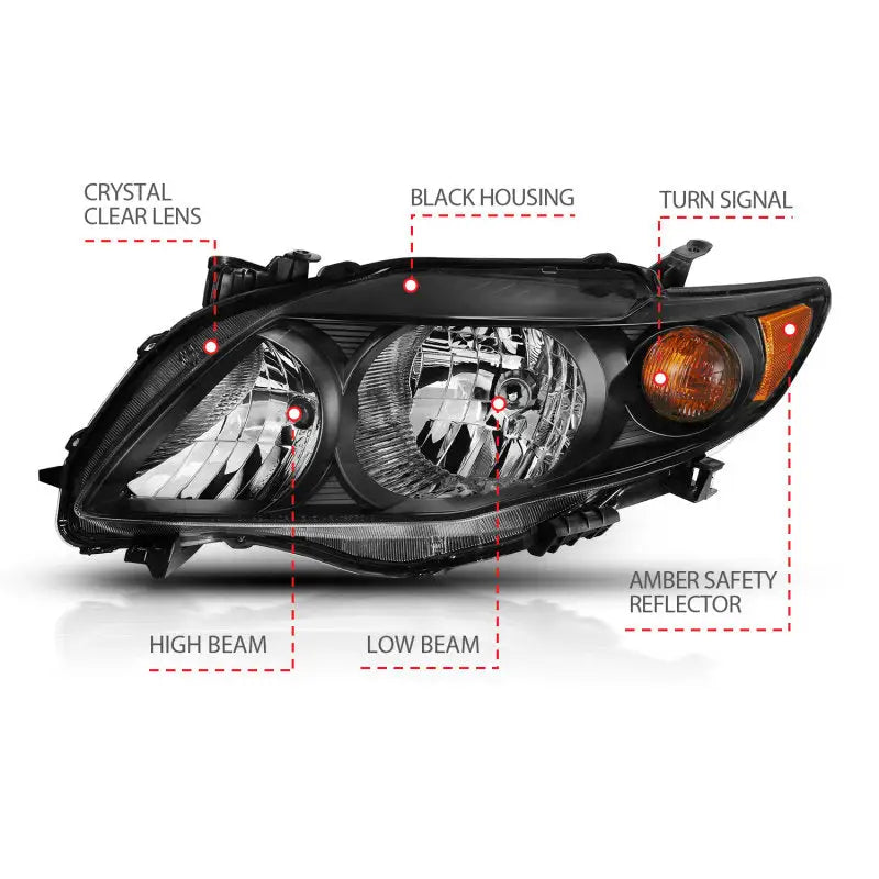 Black car headlight assembly for Toyota Corolla crystal headlight upgrade