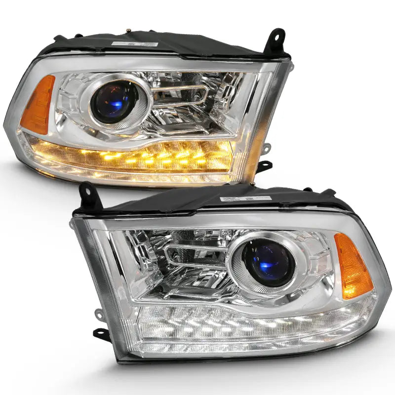 ANZO 111440 ANZO 2009-2018 Dodge Ram 1500 Projector Plank Style Switchback H.L Halo Chrome Amber (OE Style)