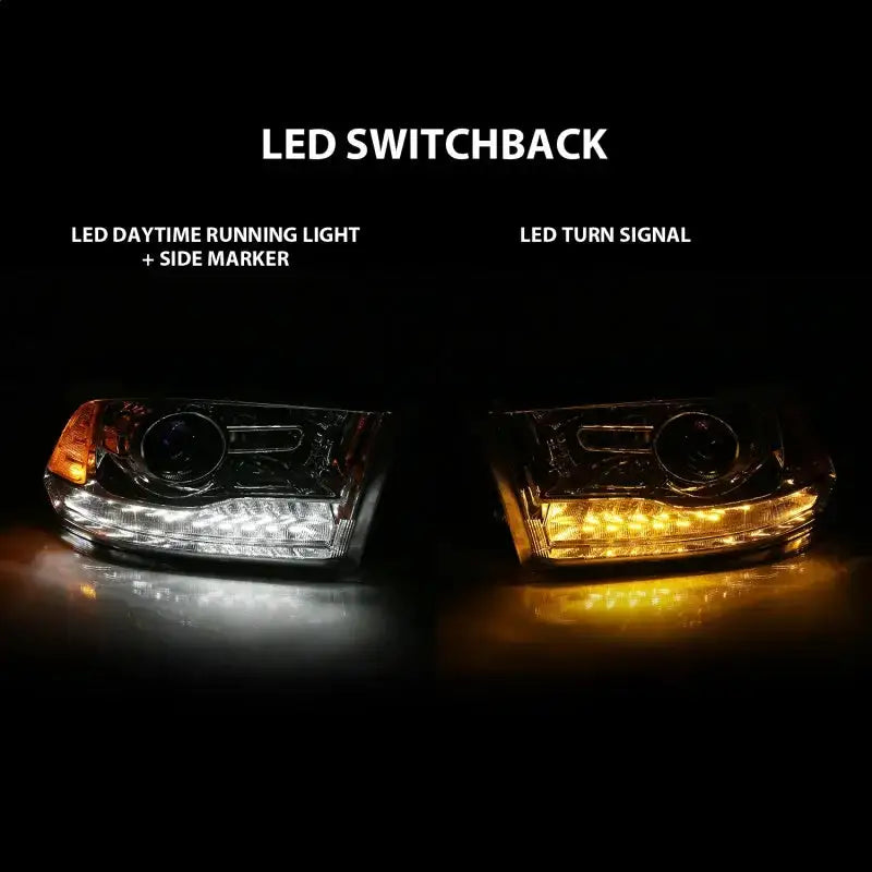 ANZO 2009-2018 Dodge Ram 1500 Projector Plank Style Switchback H.L Halo Chrome Amber (OE Style) - Truck & Automotive