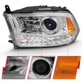 ANZO 2009-2018 Dodge Ram 1500 Projector Plank Style Switchback H.L Halo Chrome Amber (OE Style) - Truck & Automotive