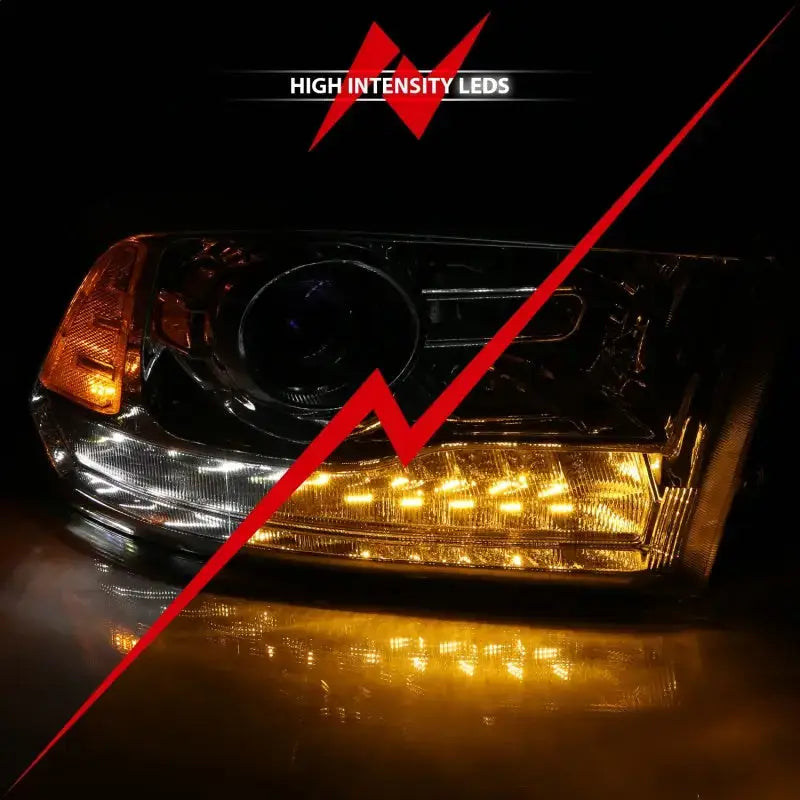 ANZO 2009-2018 Dodge Ram 1500 Projector Plank Style Switchback H.L Halo Chrome Amber (OE Style) - Truck & Automotive