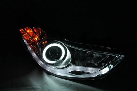 ANZO 2011-2014 Hyundai Elantra Projector Headlights w/ Halo Black (CCFL) - Truck & Automotive