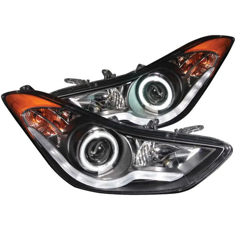 ANZO 2011-2014 Hyundai Elantra Projector Headlights w/ Halo Black (CCFL) - Truck & Automotive