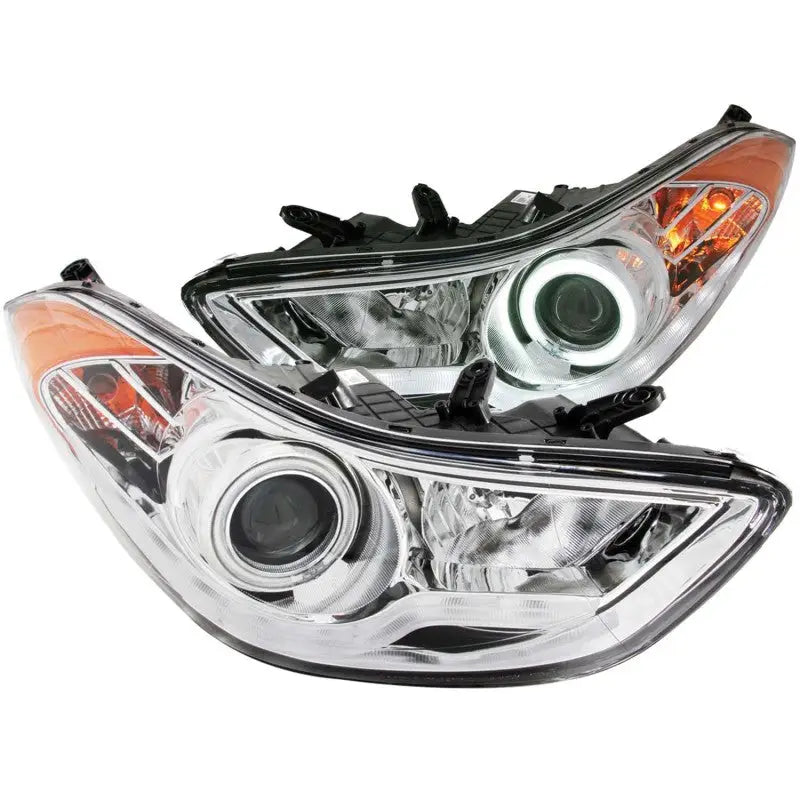 ANZO 2011-2014 Hyundai Elantra Projector Headlights w/ Halo Chrome (CCFL) - Truck & Automotive
