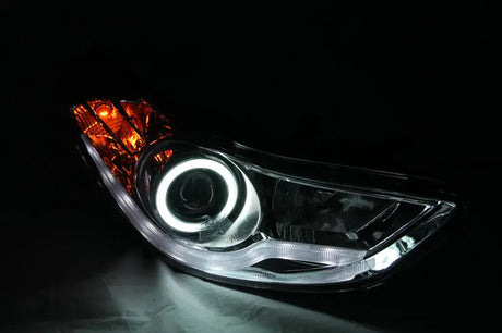 ANZO 2011-2014 Hyundai Elantra Projector Headlights w/ Halo Chrome (CCFL) - Truck & Automotive