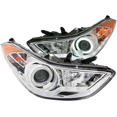 ANZO 2011-2014 Hyundai Elantra Projector Headlights w/ Halo Chrome (CCFL) - Truck & Automotive