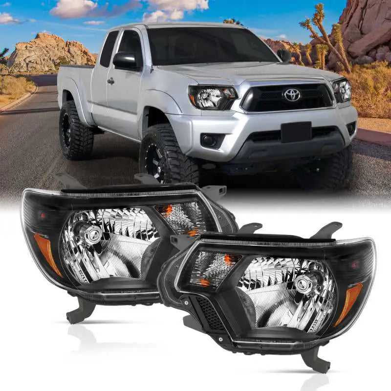 ANZO 2012-2015 Toyota Tacoma Crystal Headlights Black 