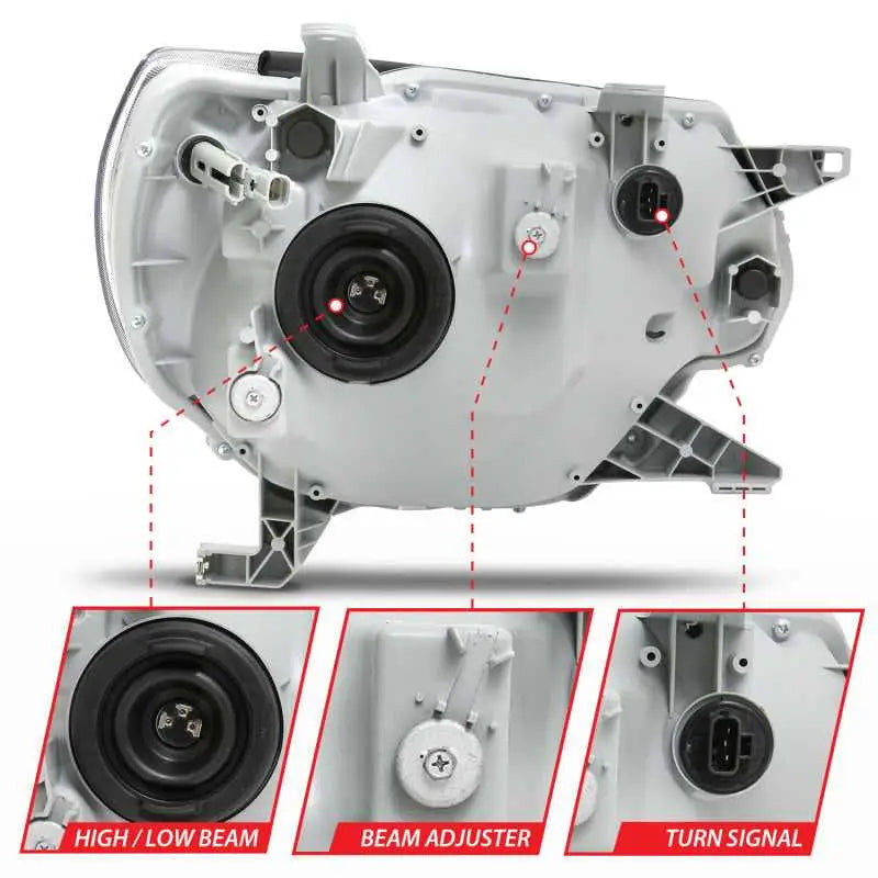 ANZO 2012-2015 Toyota Tacoma Crystal Headlights Black 