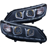 ANZO 121492 ANZO 2013-2015 Honda Accord Projector Headlights w/ U-Bar Black