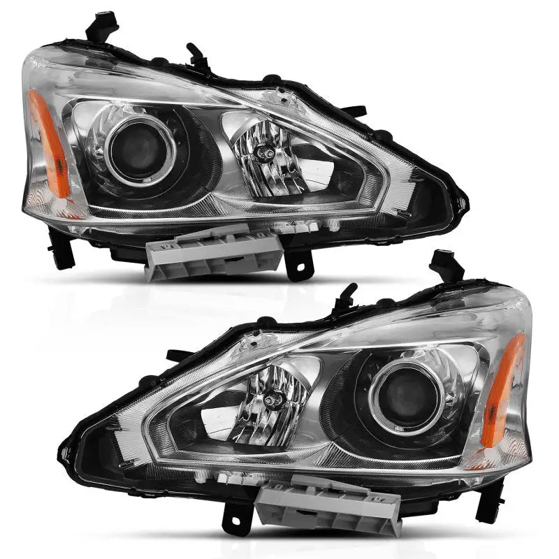 Pair of Nissan Altima projector headlights with chrome and amber for 2013-2015 models