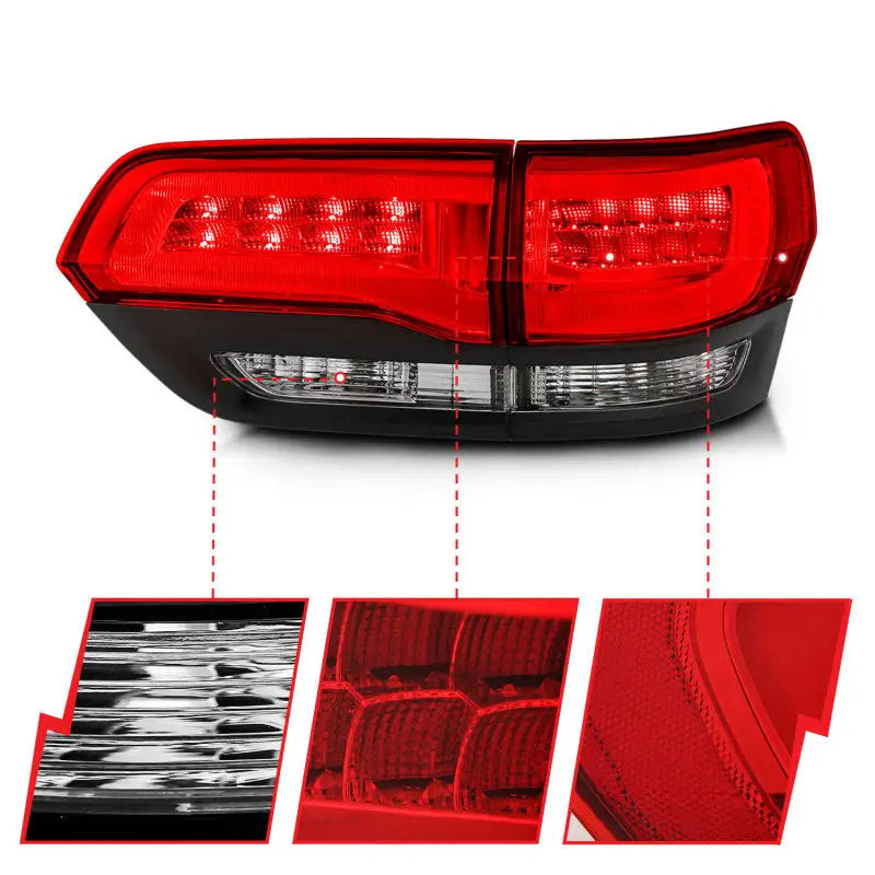 ANZO 2014-2016 Jeep Grand Cherokee LED Taillights Red/Clear - Truck & Automotive