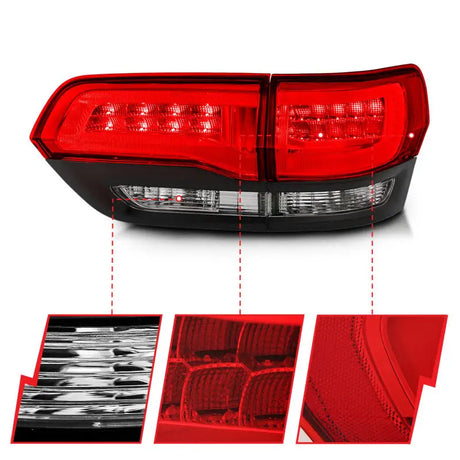 ANZO 2014-2016 Jeep Grand Cherokee LED Taillights Red/Clear - Truck & Automotive