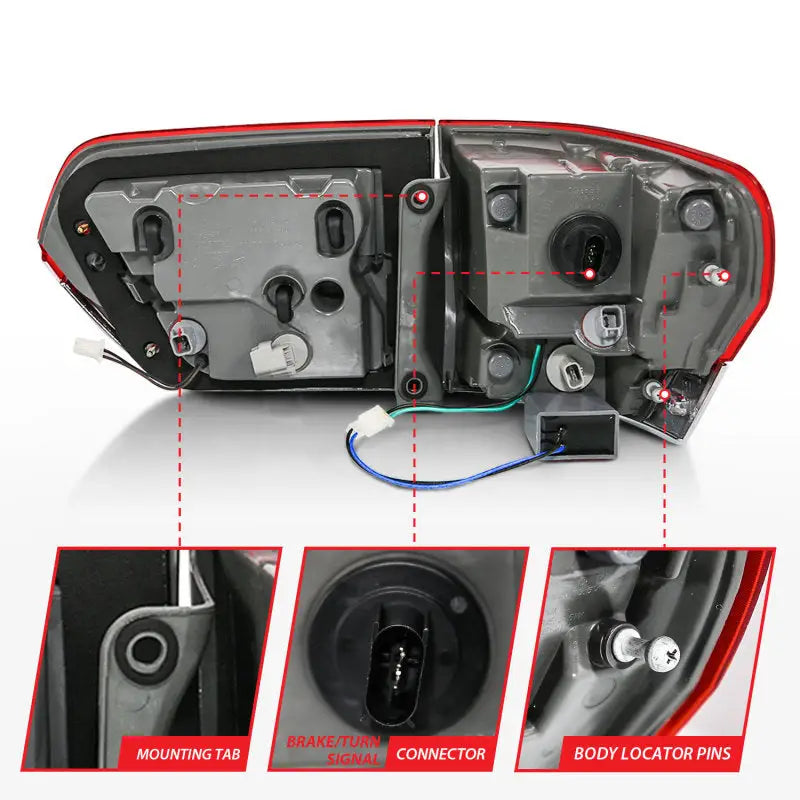 ANZO 2014-2016 Jeep Grand Cherokee LED Taillights Red/Clear - Truck & Automotive