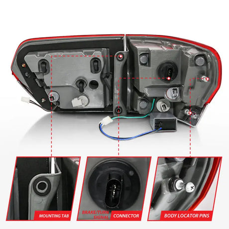 ANZO 2014-2016 Jeep Grand Cherokee LED Taillights Red/Clear - Truck & Automotive