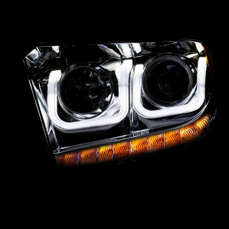 ANZO 2014-2016 Toyota Tundra Projector Headlights w/ U-Bar Chrome - Truck & Automotive
