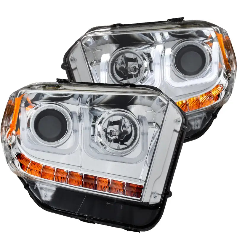ANZO 2014-2016 Toyota Tundra Projector Headlights w/ U-Bar Chrome - Truck & Automotive