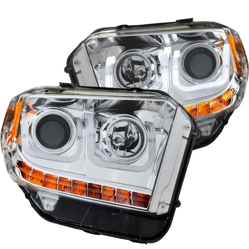 ANZO 2014-2016 Toyota Tundra Projector Headlights w/ U-Bar Chrome - Truck & Automotive