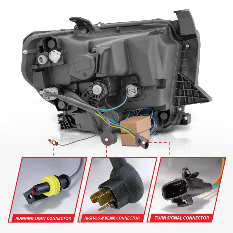 ANZO 2014-2017 Toyota Tundra LED Crystal Headlights w/ Switchback Black Housing DRL - Truck & Automotive