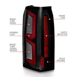 ANZO 2015-2020 Chevrolet Tahoe LED Tail Lights w/ Light Bar Black Housing Somke Lens - Truck & Automotive