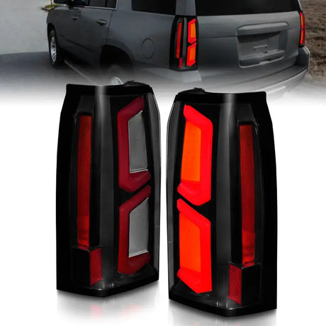 ANZO 2015-2020 Chevrolet Tahoe LED Tail Lights w/ Light Bar Black Housing Somke Lens - Truck & Automotive