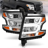 Aftermarket Chevy Tahoe projector headlights in chrome with DRL for 2015-2020 models