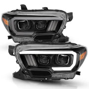 ANZO 111379 ANZO 2016-2017 Toyota Tacoma Projector Headlights w/ Plank Style Design Black/Amber w/ DRL