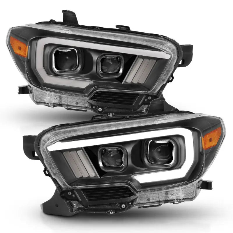 ANZO 111397 ANZO 2016-2017 Toyota Tacoma Projector Headlights w/ Plank Style Switchback Black w/ Amber w/ DRL