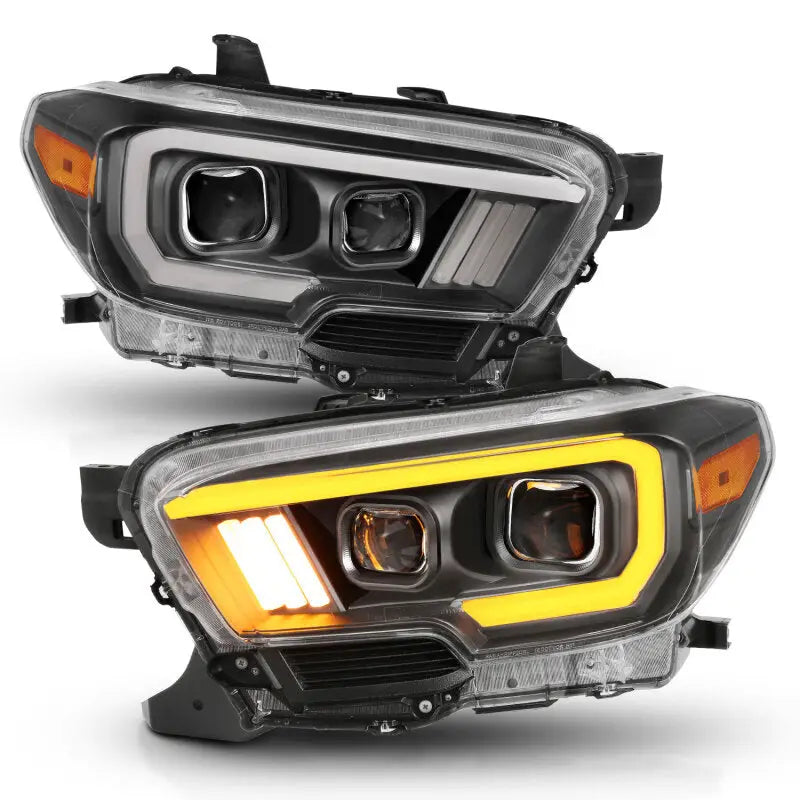 ANZO 111397 ANZO 2016-2017 Toyota Tacoma Projector Headlights w/ Plank Style Switchback Black w/ Amber w/ DRL
