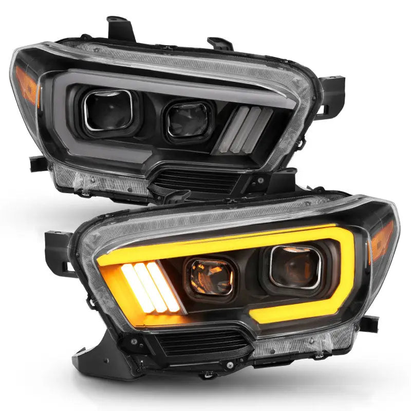 ANZO 111397 ANZO 2016-2017 Toyota Tacoma Projector Headlights w/ Plank Style Switchback Black w/ Amber w/ DRL