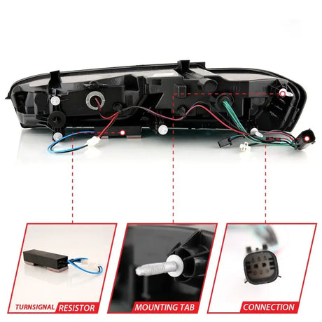 Automotive tail light assembly with wiring resistor and clear lens for Chevrolet Camaro