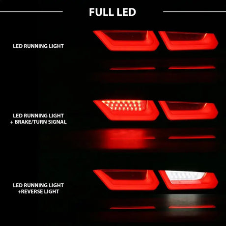 LED tail light assembly for Chevrolet Camaro with clear lens and multiple light functions