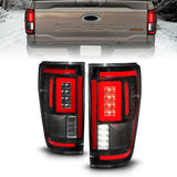 ANZO 21-23 Ford F-150 LED Taillights Seq. Signal w/BLIS Cover - Black Housing - Truck & Automotive