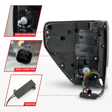 ANZO 21-23 Ford F-150 LED Taillights Seq. Signal w/BLIS Cover - Black Housing - Truck & Automotive