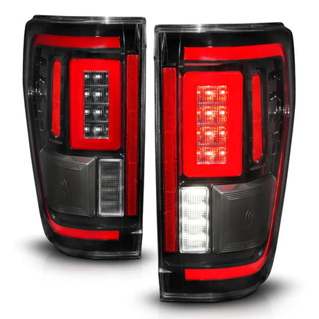ANZO 21-23 Ford F-150 LED Taillights Seq. Signal w/BLIS Cover - Black Housing - Truck & Automotive