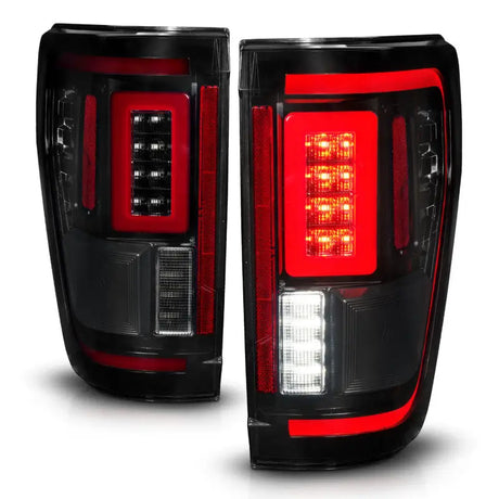 ANZO 21-23 Ford F-150 LED Taillights Seq. Signal w/BLIS Cover - Black Smoke - Truck & Automotive