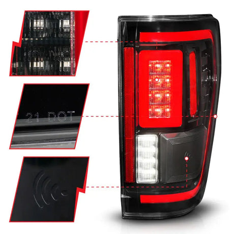 ANZO 21-23 Ford F-150 LED Taillights Seq. Signal w/BLIS Cover - Black Housing - Truck & Automotive