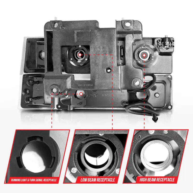 ANZO 111528 ANZO 88-98 Chevrolet C1500 Crystal Headlights w/ Light Bar Black Housing w/ Signal Side Markers 8Pcs