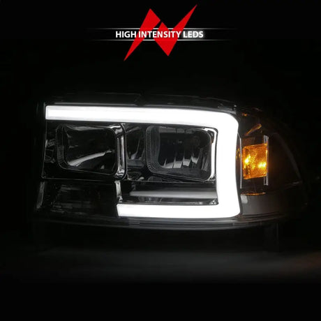 ANZO 97-04 Dodge Dakota/Durango Crystal headlight Set w/ Light Bar Chrome Housing - Truck & Automotive