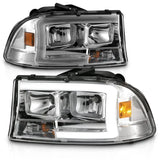 ANZO 97-04 Dodge Dakota/Durango Crystal headlight Set w/ Light Bar Chrome Housing - Truck & Automotive