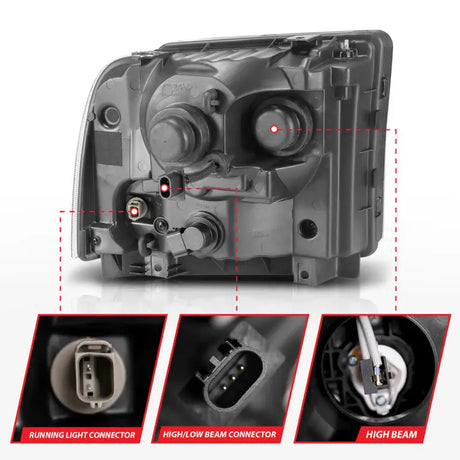 ANZO 99-04 Ford F250/F350/F450/Excursion (excl 99) Projector Headlights - w/ Light Bar Black Housing - Truck &